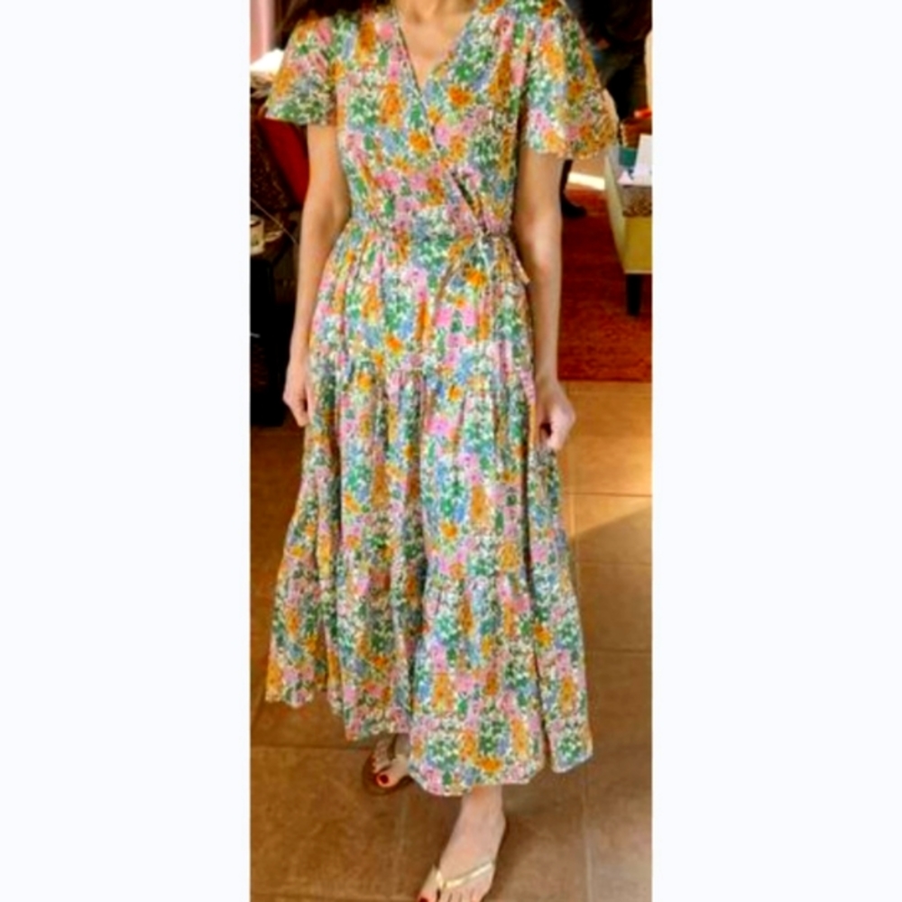 J. Crew Liberty Floral Faux Wrap Dress Size 6 - Picture 2 of 7